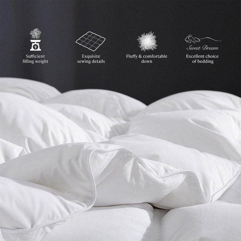 kathy ireland Royal Luxe Formerly Twin Size White Goose Feather and Down Comforter - 100% Cotton All Season Lightweight Hypoallergenic Duvet Insert with Corner Tabs, 68"x 88" - Image 5